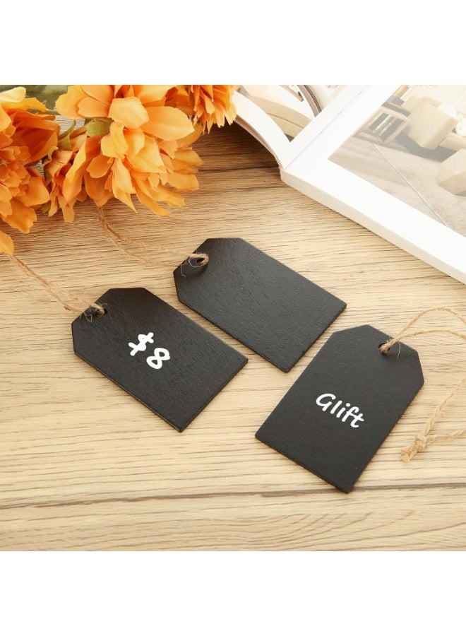 fantasize 20 Pieces Mini Chalkboard Tags Wooden Stocking Name Tags Double Sided Erasable Hanging Board Labels with String Twine for Kids DIY Craft Supplies Baskets Storage Bins Price Tag Supplies (Black) - Image 5